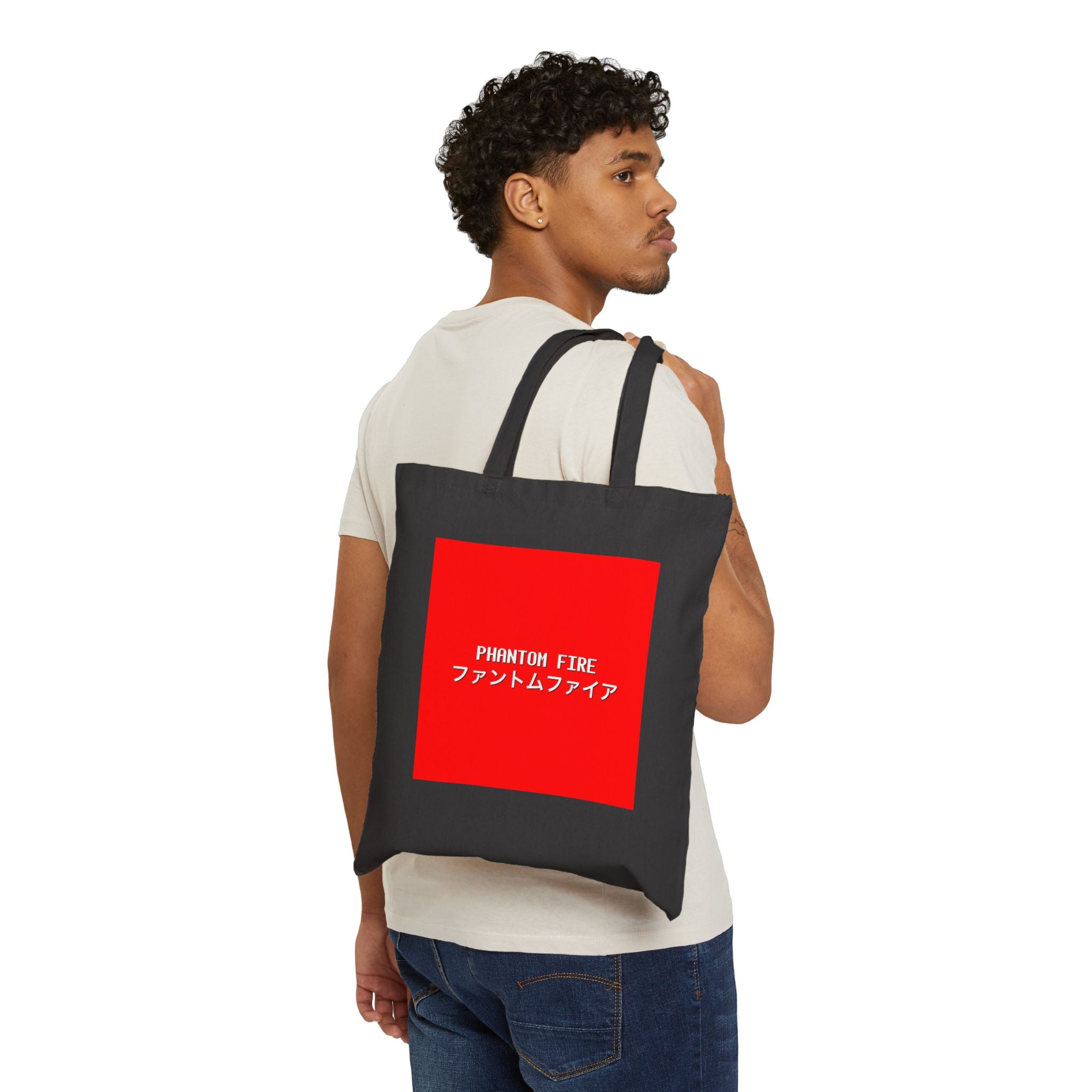 PHANTOM FIRE (japenese) Stylish Cotton Canvas Tote Bag, Eco-Friendly Grocery Bag, Reusable Shopping Tote, Personalized Gift, Chic Beach Bag
