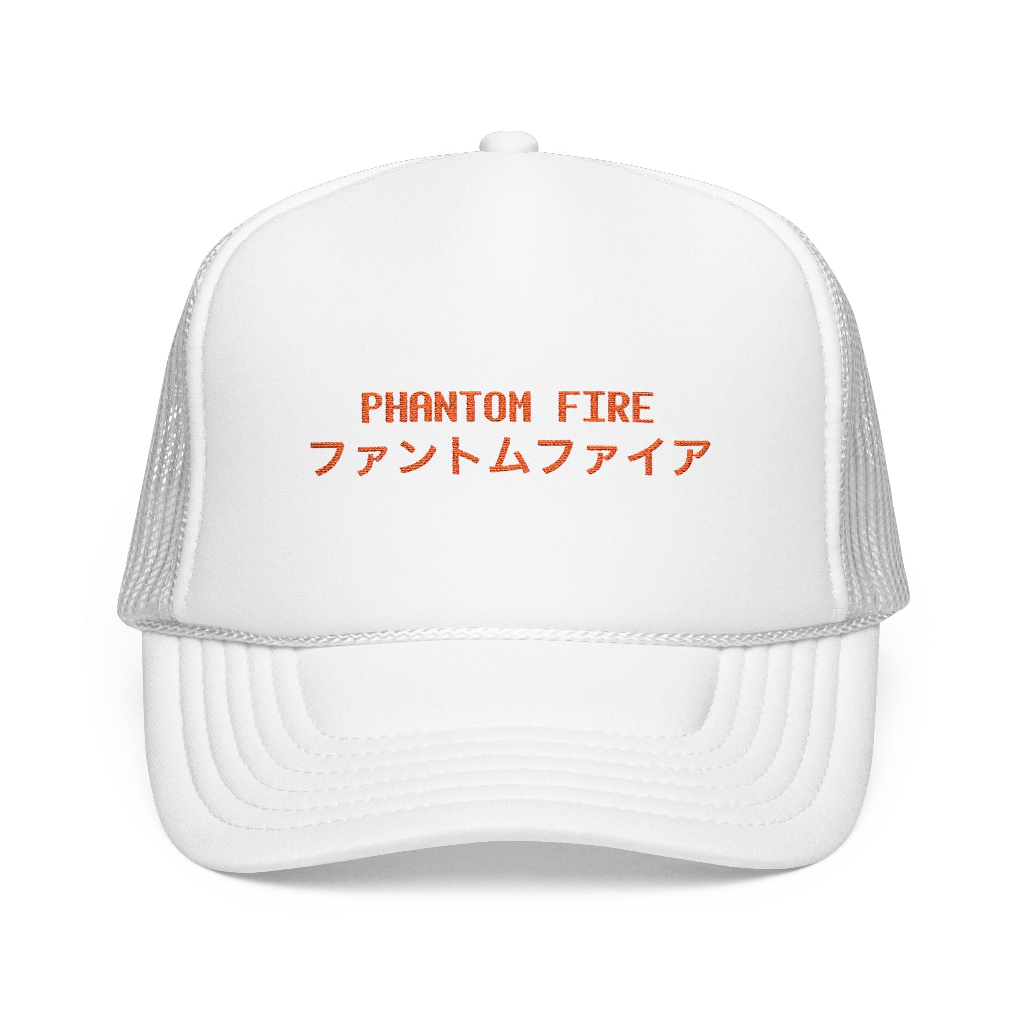 Phantom Fire Embroidered Foam Trucker Hat, ( JAPENESE TEXT)
