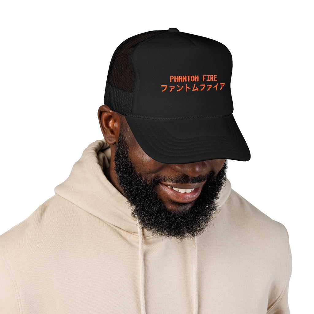 Phantom Fire Embroidered Foam Trucker Hat, ( JAPENESE TEXT)