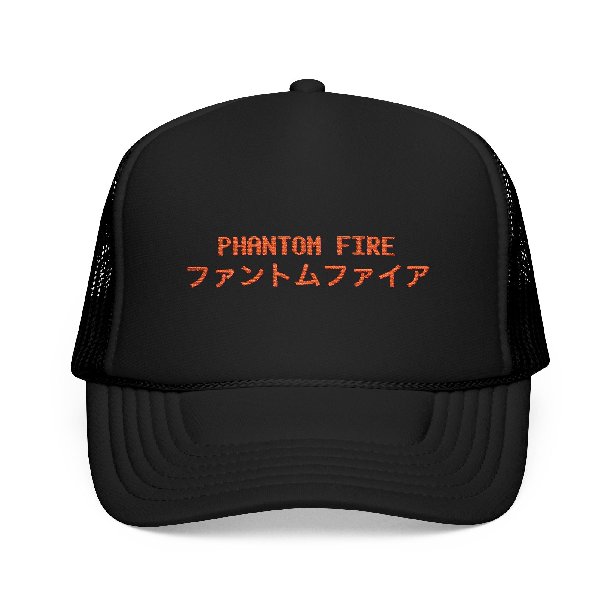 Phantom Fire Embroidered Foam Trucker Hat, ( JAPENESE TEXT)