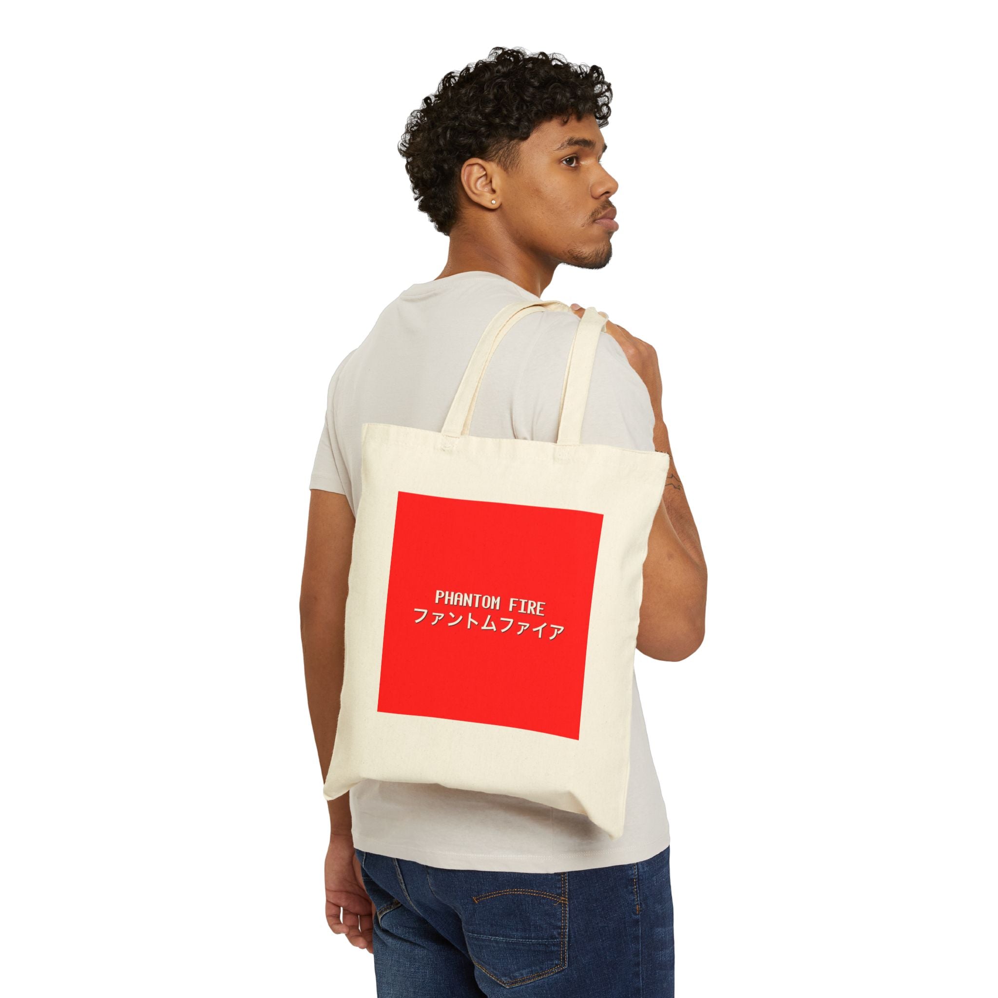 PHANTOM FIRE (japenese) Stylish Cotton Canvas Tote Bag, Eco-Friendly Grocery Bag, Reusable Shopping Tote, Personalized Gift, Chic Beach Bag