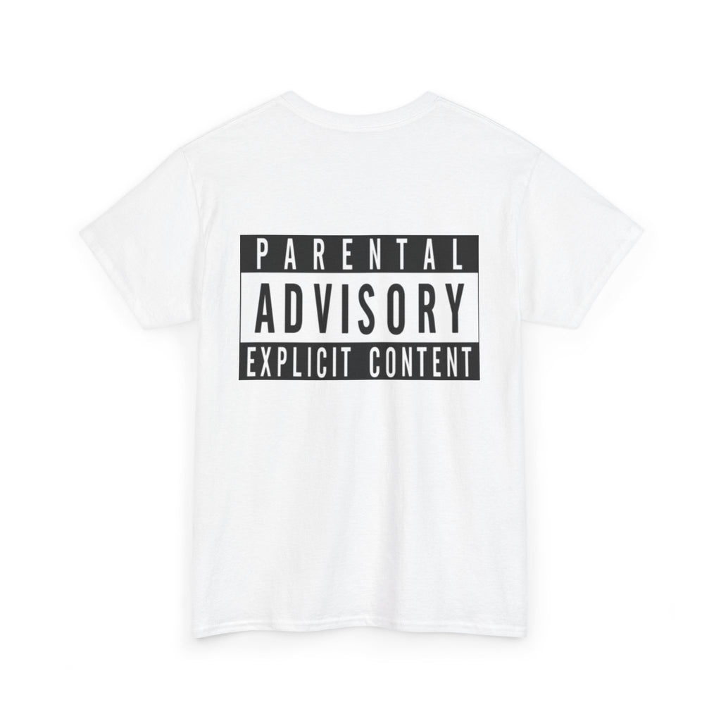 PHANTOM FIRE black and white (PARENTAL ADVISORY EXPLICIT CONTENT music logo ) Unisex Heavy Cotton Tee,