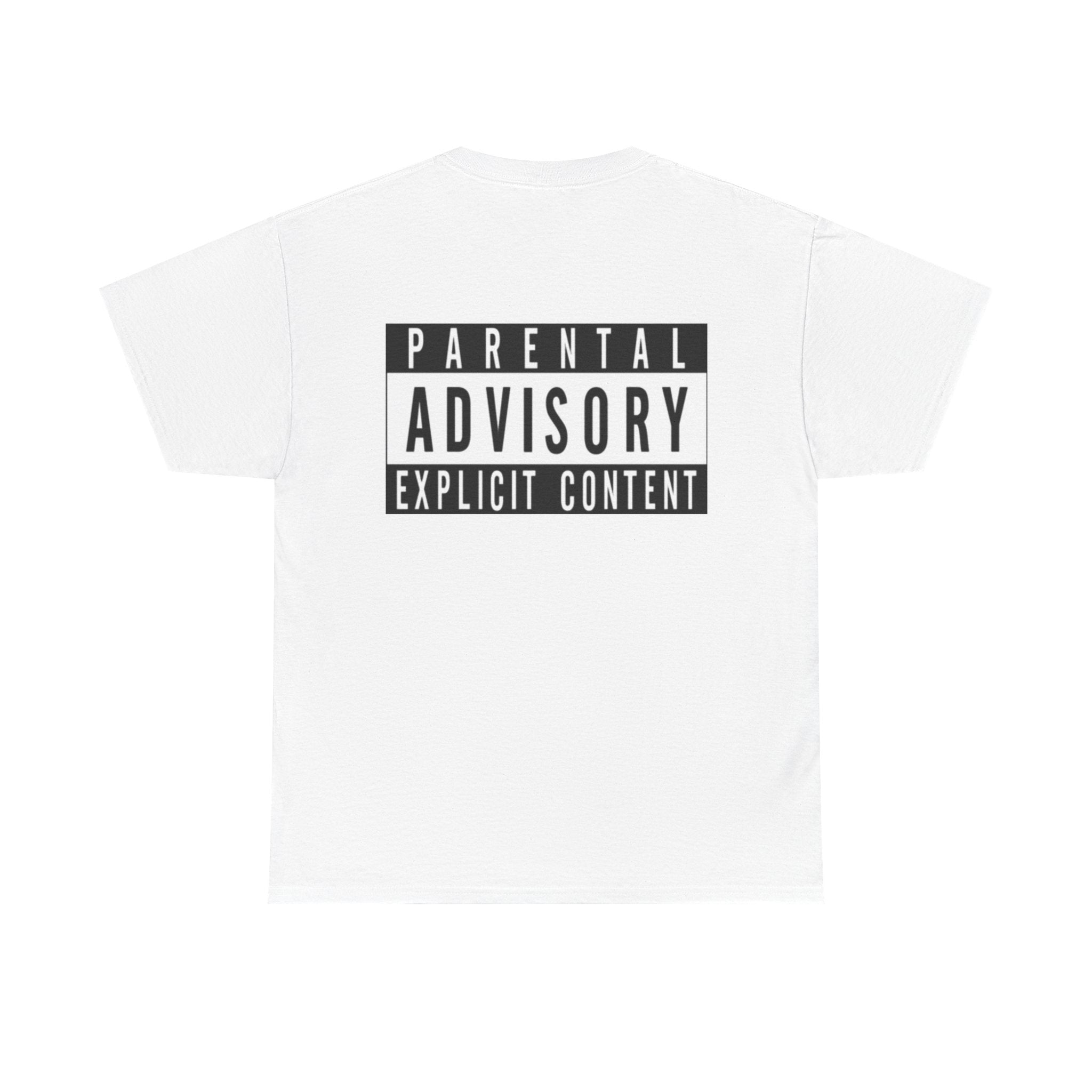 PHANTOM FIRE black and white (PARENTAL ADVISORY EXPLICIT CONTENT music logo ) Unisex Heavy Cotton Tee,