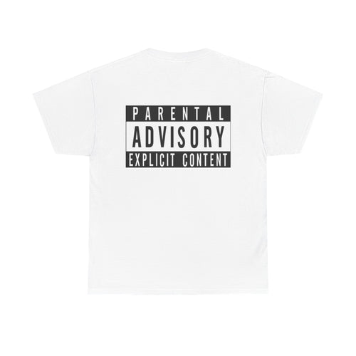 PHANTOM FIRE black and white (PARENTAL ADVISORY EXPLICIT CONTENT music logo ) Unisex Heavy Cotton Tee,